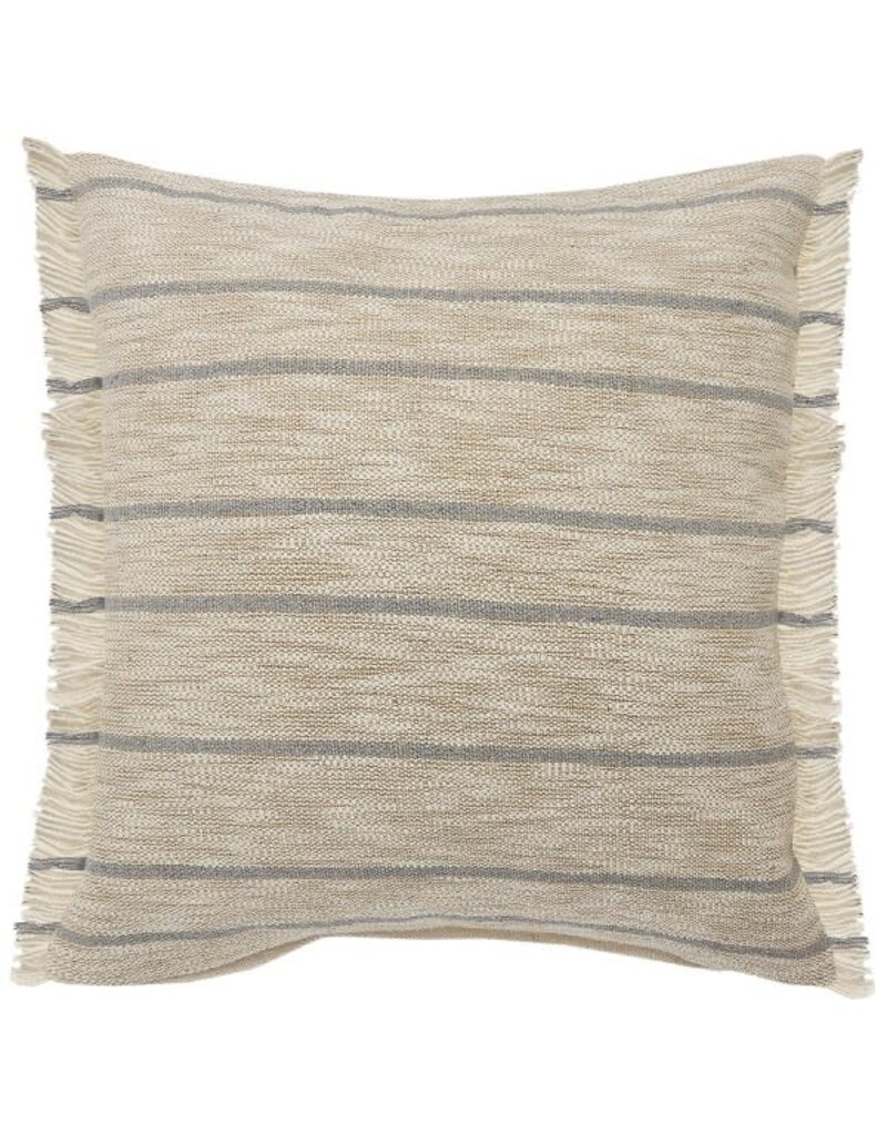 20" x 20" Gray Flannel Jute & Cotton Down Fill Pillow