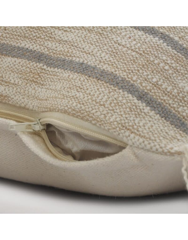 20" x 20" Gray Flannel Jute & Cotton Down Fill Pillow