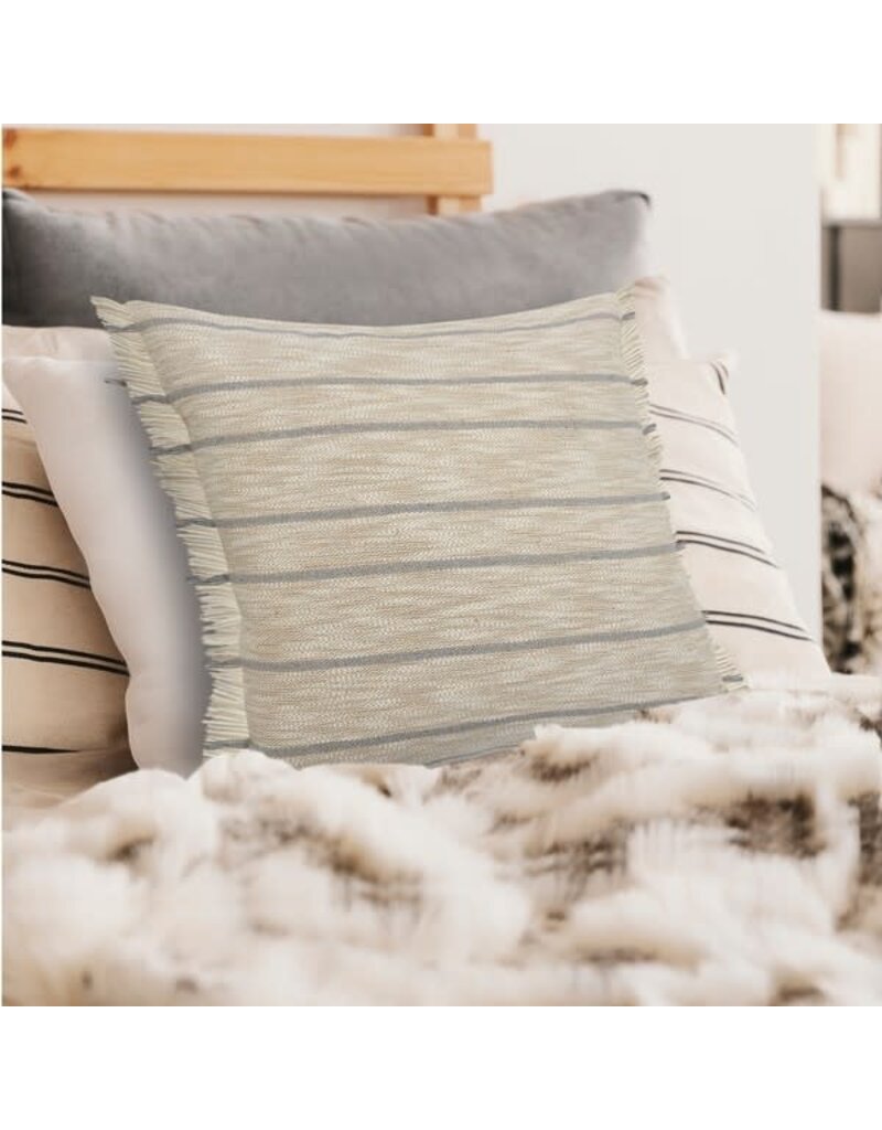 20" x 20" Gray Flannel Jute & Cotton Down Fill Pillow