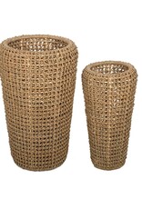 Seagrass Set of 2 Seagrass Tall Round Planters