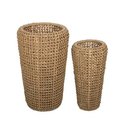 Seagrass Set of 2 Seagrass Tall Round Planters