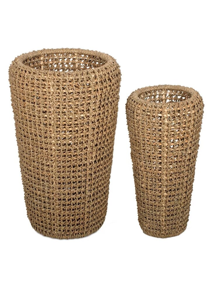 Seagrass Set of 2 Seagrass Tall Round Planters