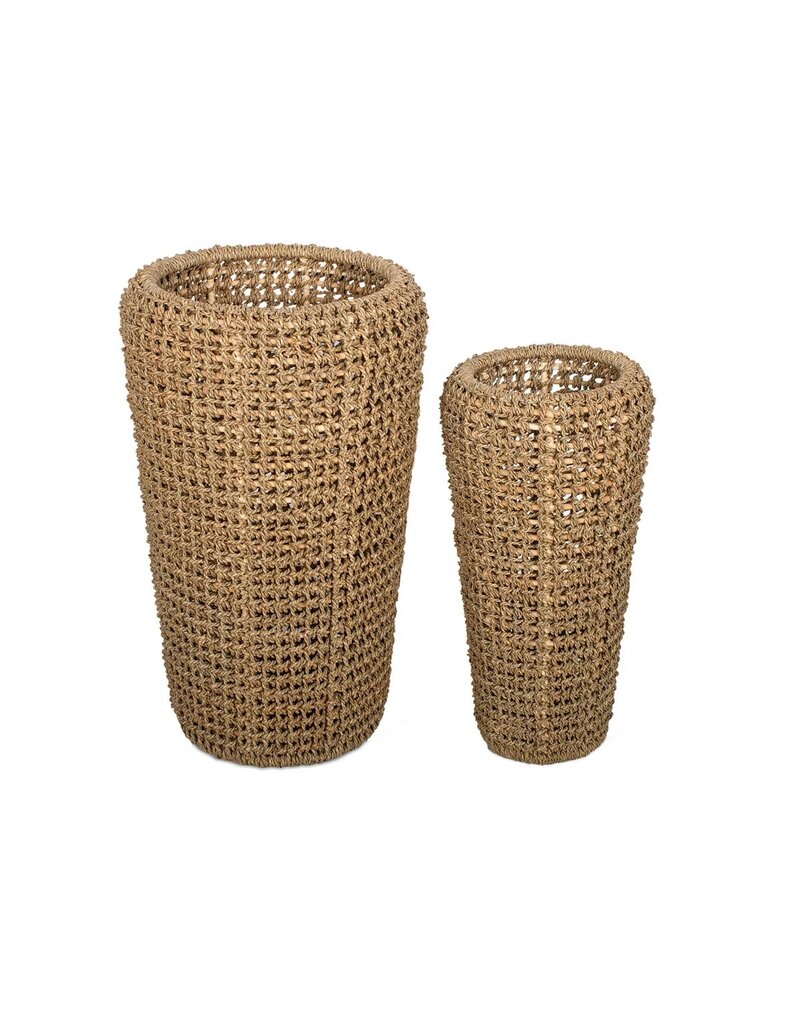 Seagrass Set of 2 Seagrass Tall Round Planters