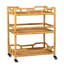 Napali Napali Rattan Rolling Bar Cart, Natural