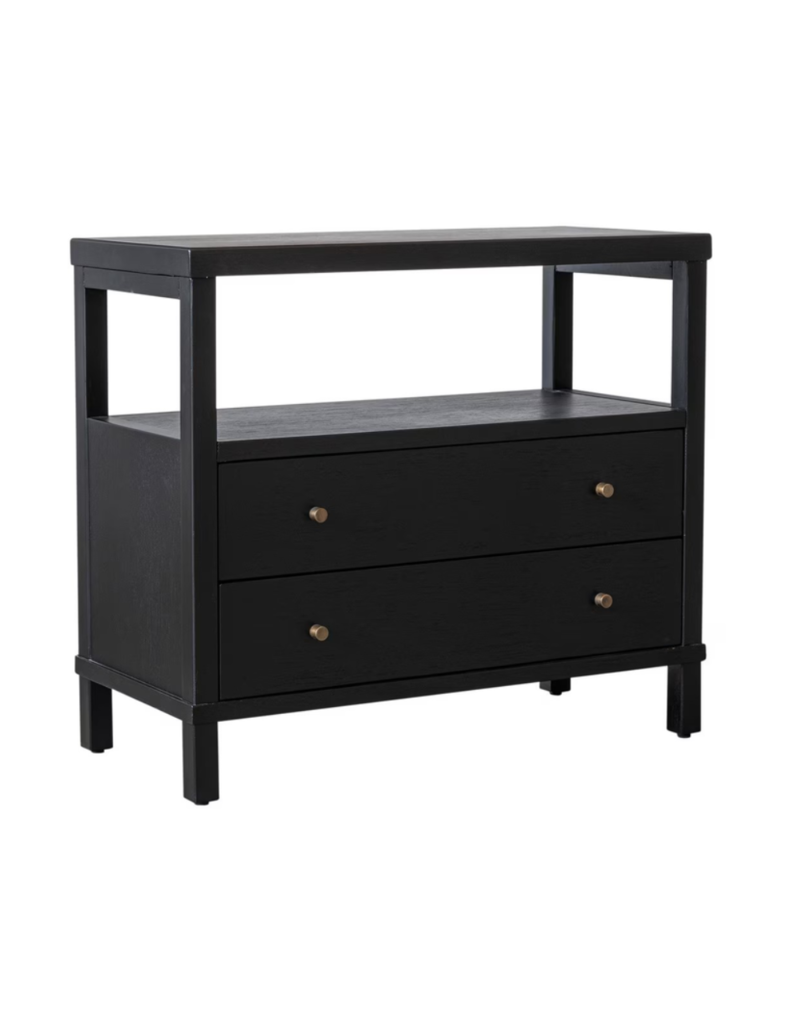 Egypt Sherrod Gemma 2 Drawer Nightstand w/Open Storage, Black