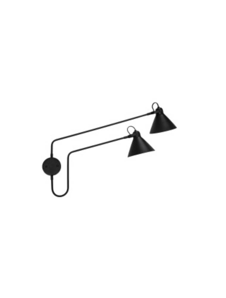 Metal Articulating Wall Sconce w/ 2 Lights & Inline Switch, Black
