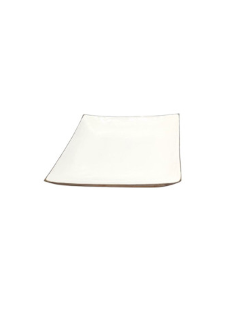 Enameled Large Enamel & Mango Square Bowl, White, EACH