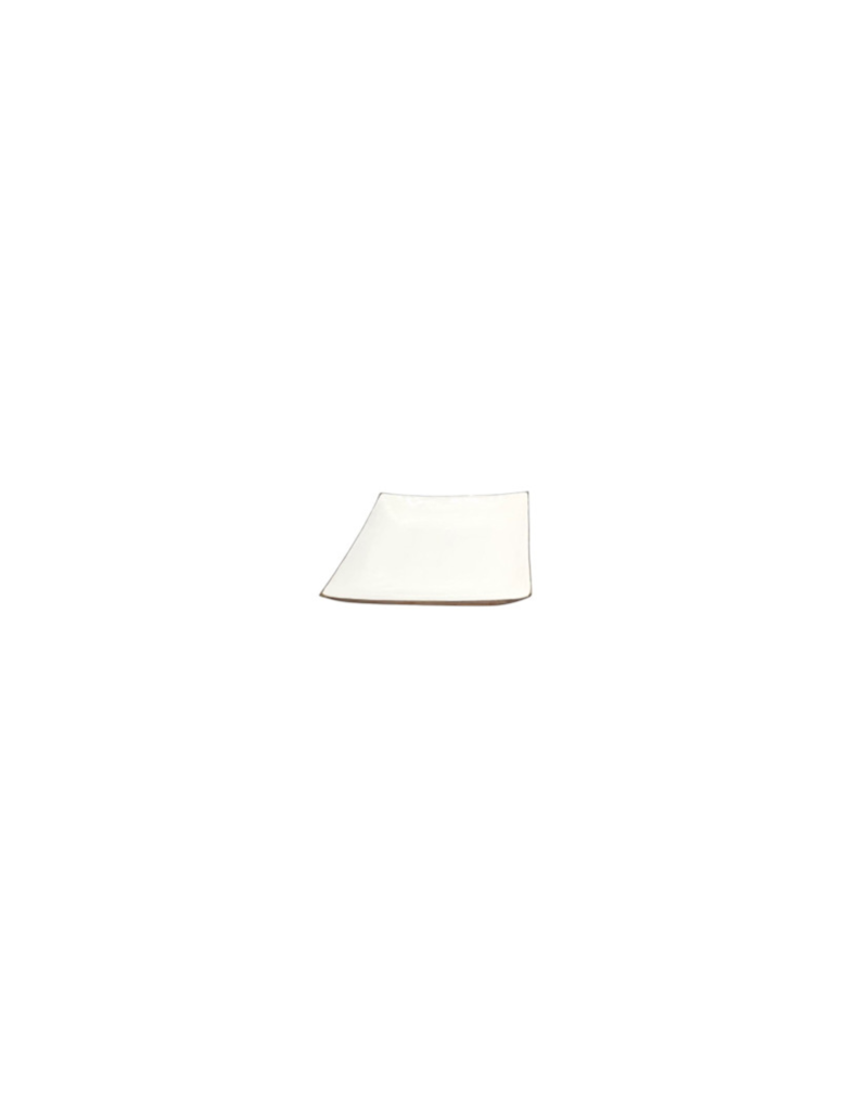 Enameled Large Enamel & Mango Square Bowl, White, EACH