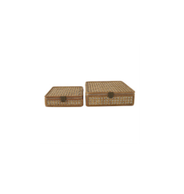 Jes & Gray Wooden Wicker Box, Set of 2