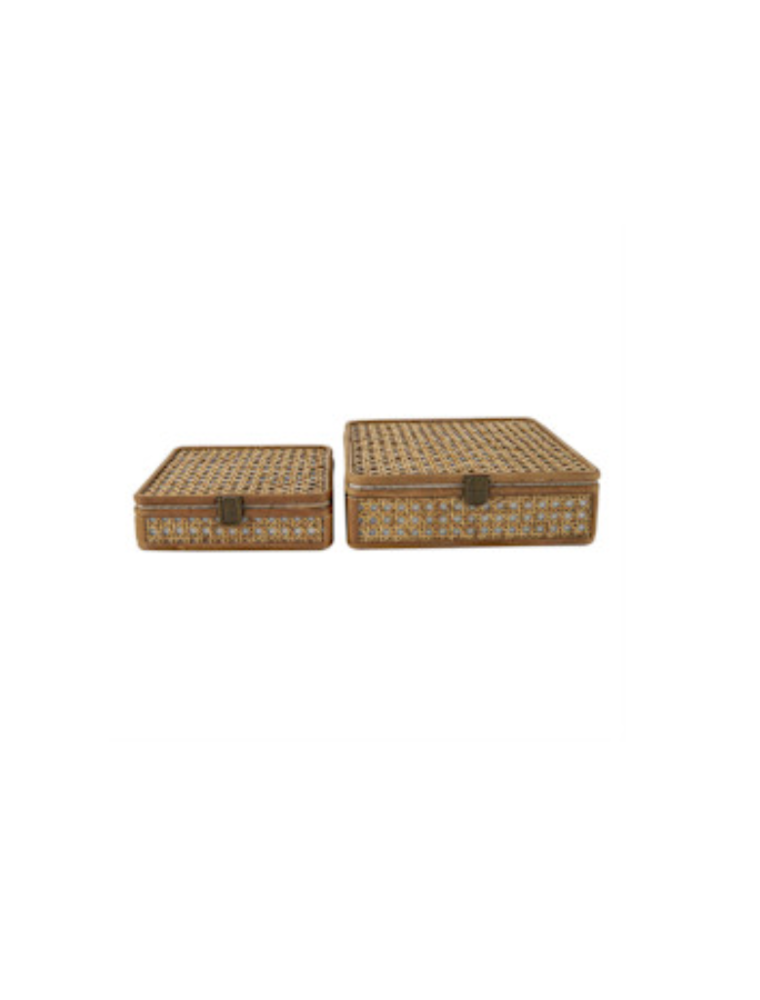 Jes & Gray Wooden Wicker Box, Set of 2