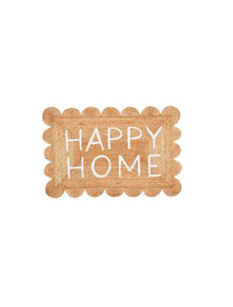 Scalloped Edge Happy Home Jute Mat