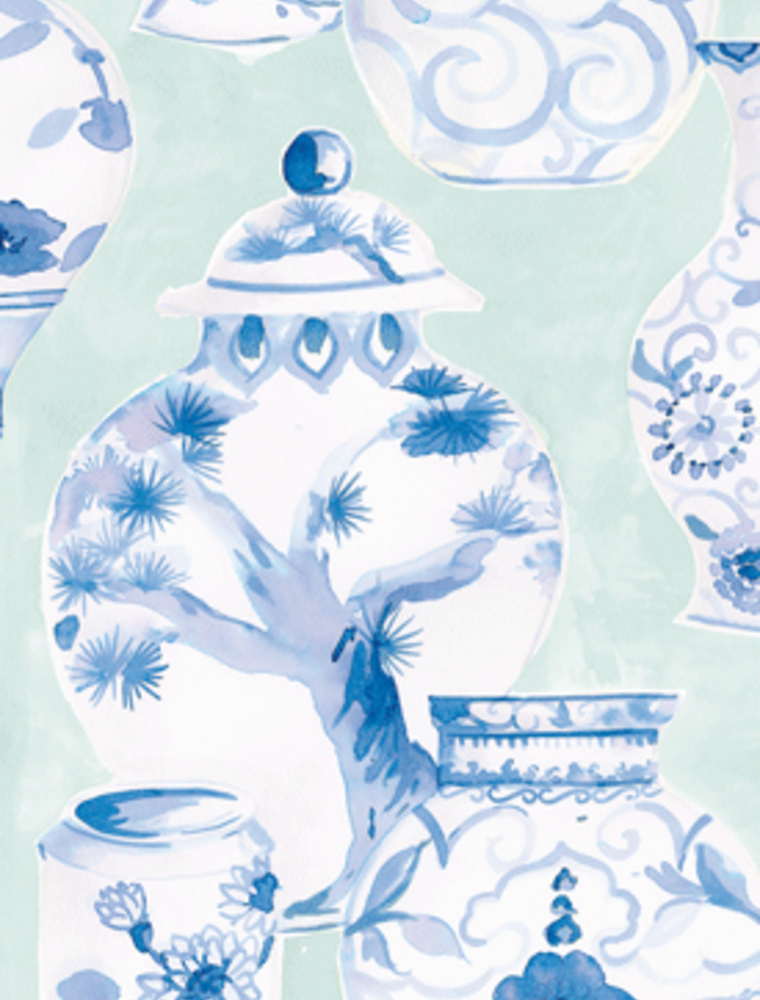 Caspari Guest Towel Glazed Porcelain Celadon