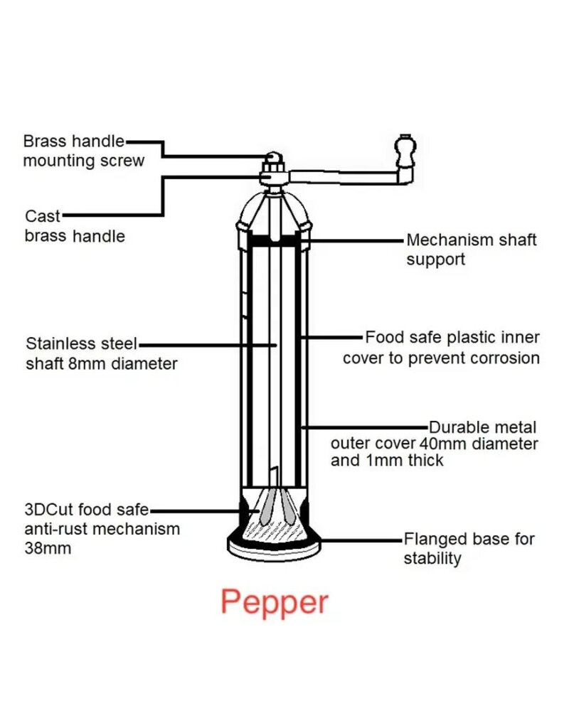 Rune-Jakobsen Design 9" Pepper Grinder 'Chrome Mill'