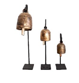 Flaire Vintage Inspired Iron Bell Stand w/Bells, Set of 3