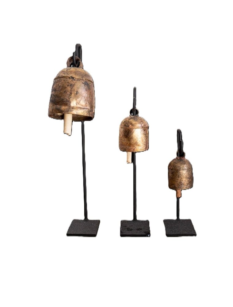 Flaire Vintage Inspired Iron Bell Stand w/Bells, Set of 3