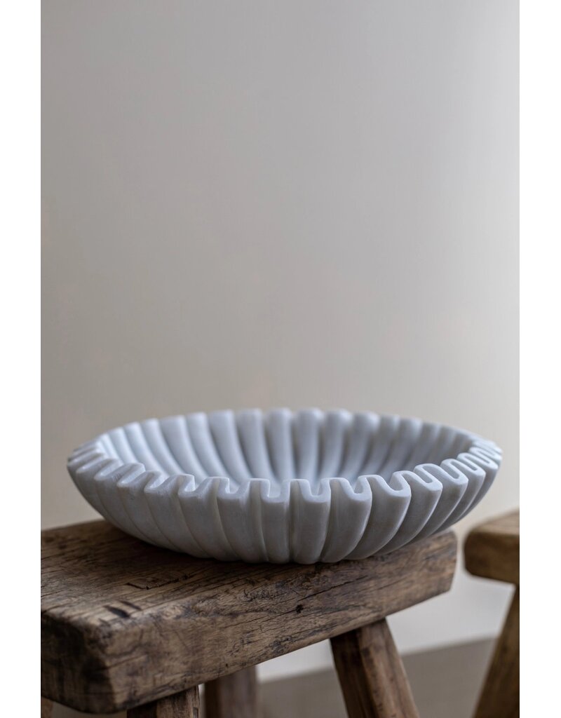 Flaire Marble Fluted Scalloped Bowls 12x12