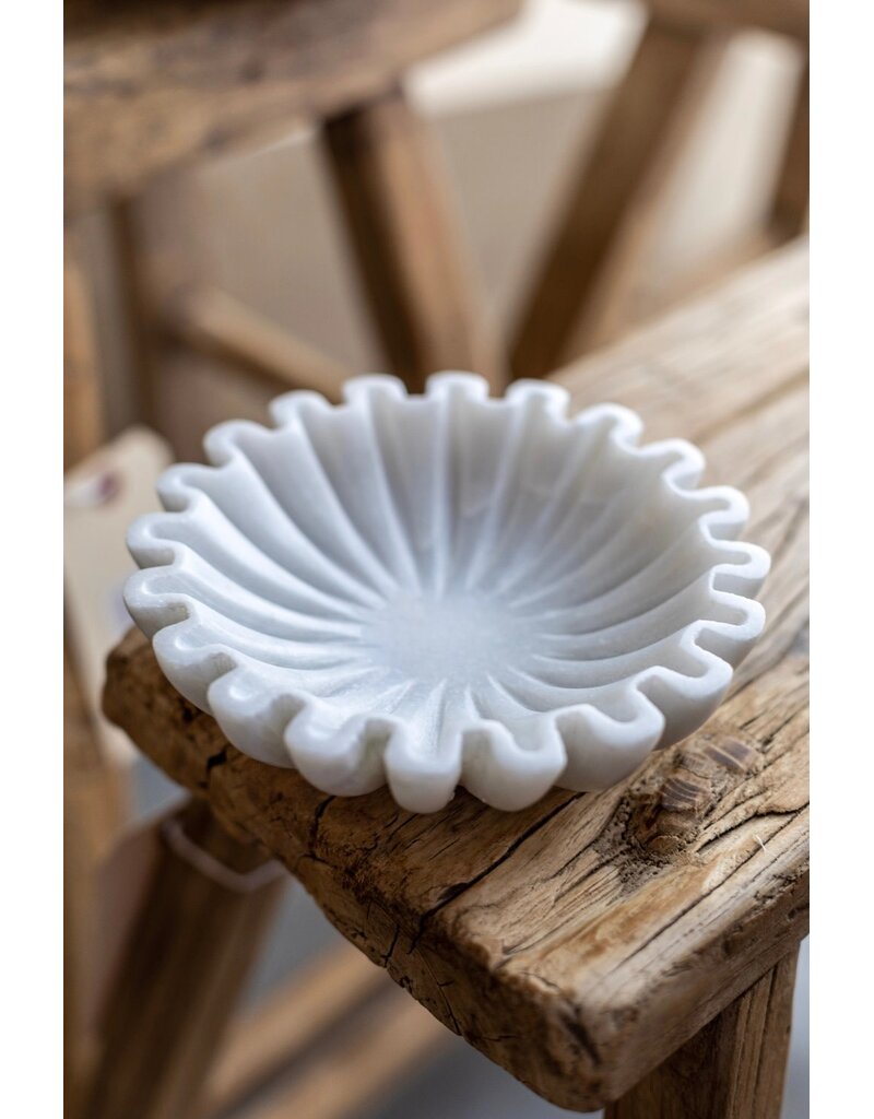 Flaire Marble Fluted Scalloped Bowls 12x12