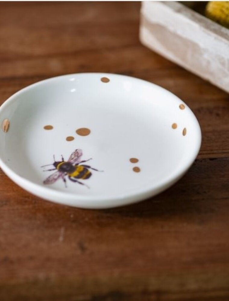 Honeybee Dot Dish 4"