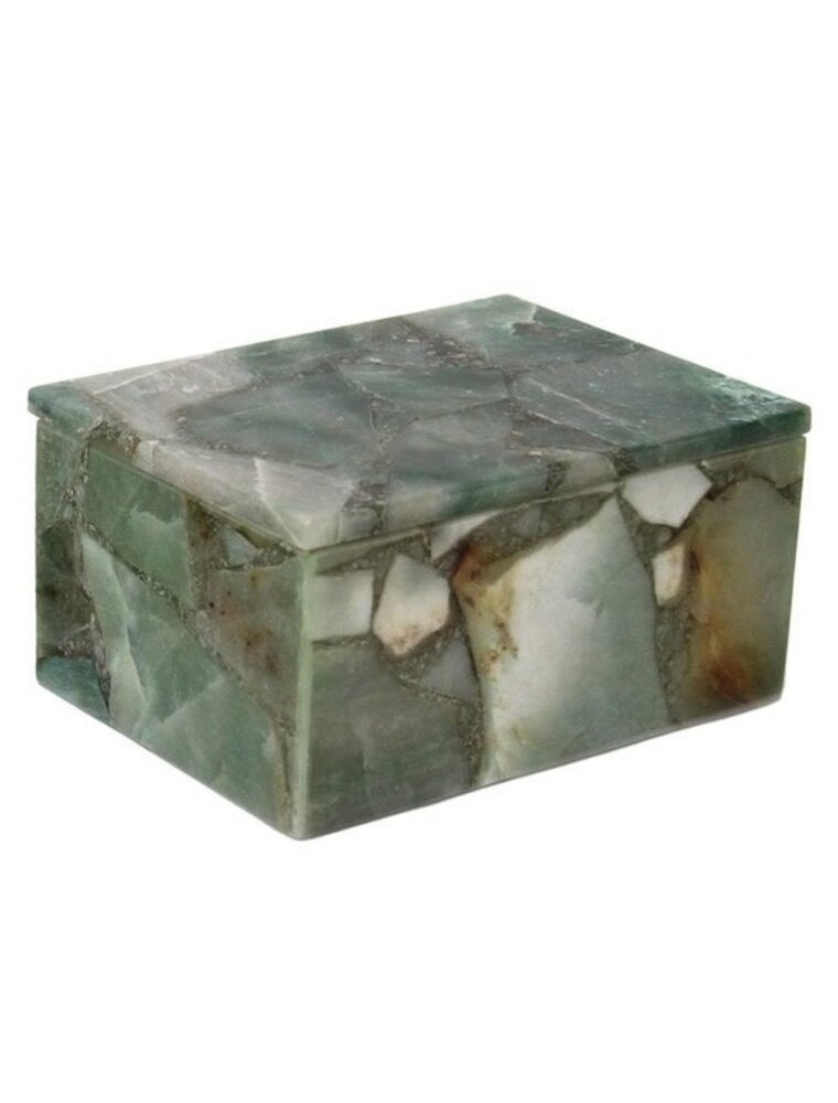 Agate Large Rectangular Agate Box, Green