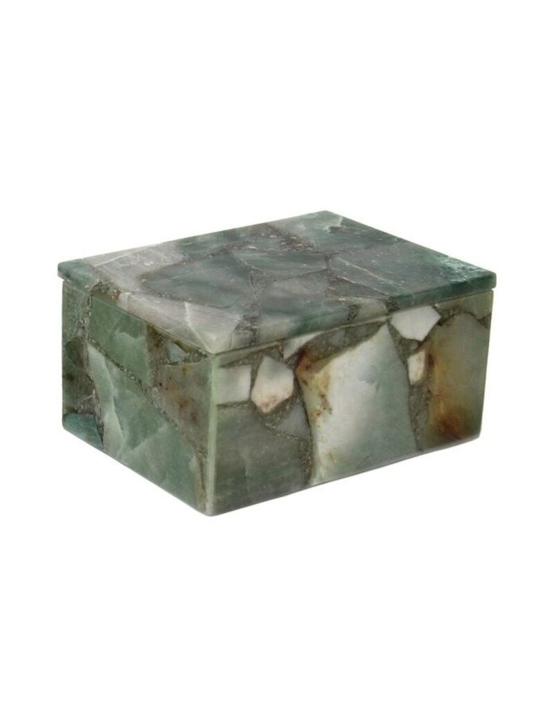 Agate Large Rectangular Agate Box, Green