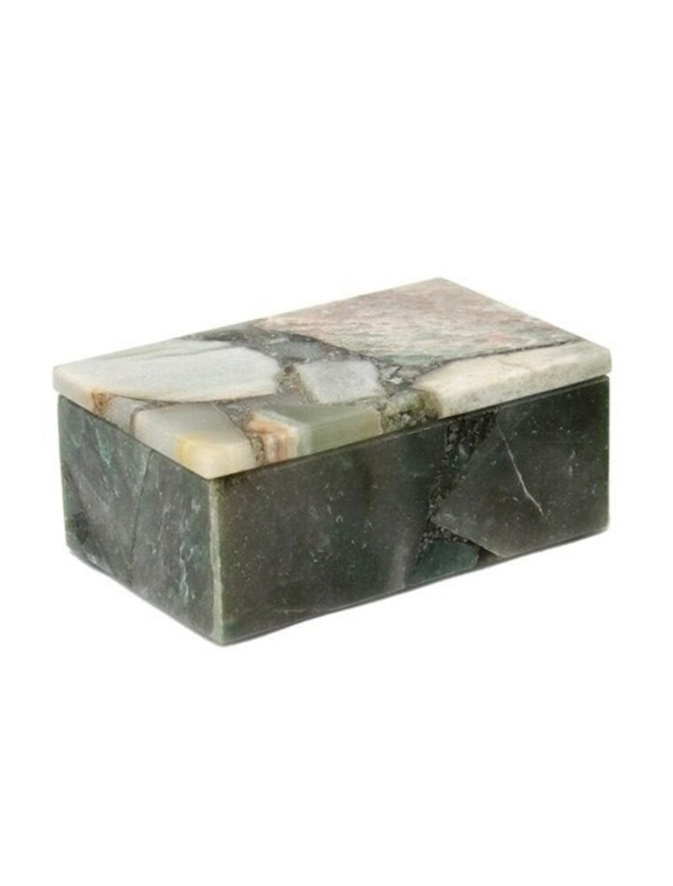 Agate Small Rectangular Agate Box, Green