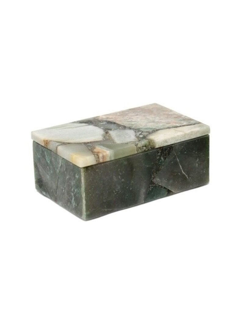 Agate Small Rectangular Agate Box, Green