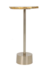 Agate Natural Stone Top Side Table, White/Gold