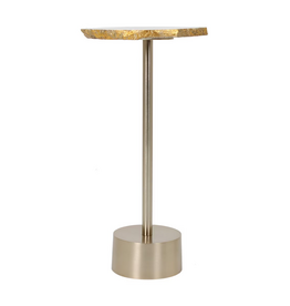 Agate Natural Stone Top Side Table, White/Gold