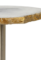 Agate Natural Stone Top Side Table, White/Gold