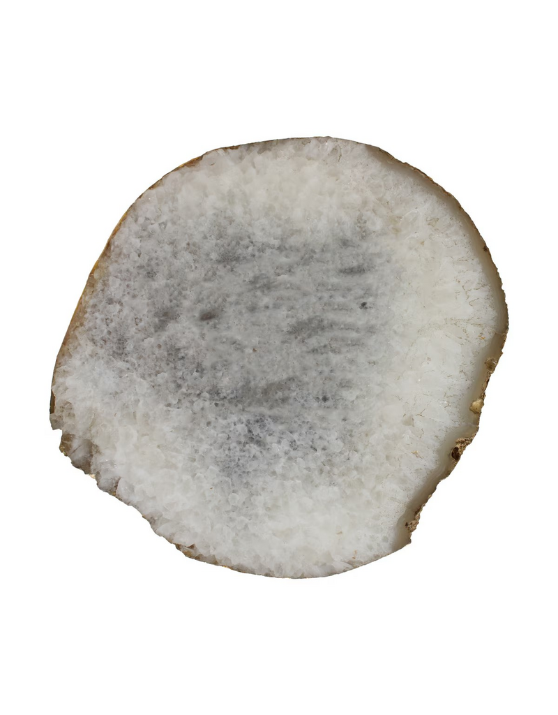 Agate Natural Stone Top Side Table, White/Gold