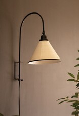 Metal Wall Lamp with Tapered Black and White Enamel Shade