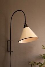 Metal Wall Lamp with Tapered Black and White Enamel Shade