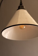 Metal Wall Lamp with Tapered Black and White Enamel Shade