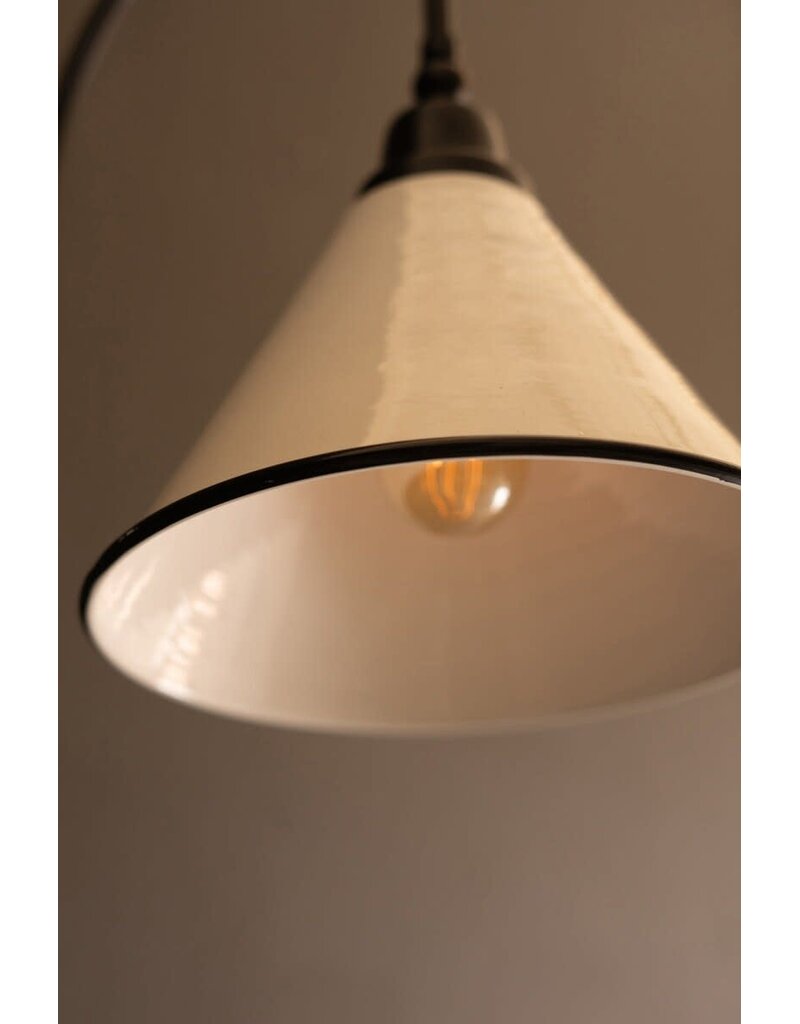 Metal Wall Lamp with Tapered Black and White Enamel Shade