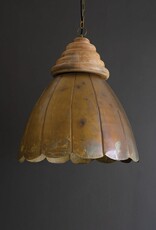 Antique Brass Pendant Light w/wood details 20"dia