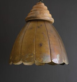 Antique Brass Pendant Light w/wood details 20"dia