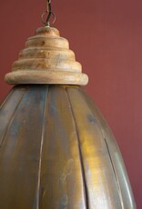 Antique Brass Pendant Light w/wood details 20"dia