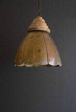 Antique Brass Pendant Light w/wood details 20"dia