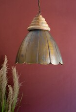 Antique Brass Pendant Light w/wood details 20"dia