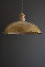 Antique Brass Pendant Light w/wood details 31" dia