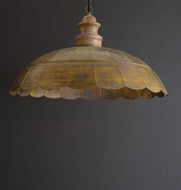 Antique Brass Pendant Light w/wood details 31" dia