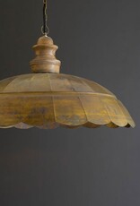Antique Brass Pendant Light w/wood details 31" dia
