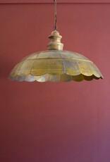 Antique Brass Pendant Light w/wood details 31" dia