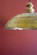 Antique Brass Pendant Light w/wood details 31" dia