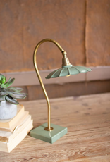 Antique Brass Goose Neck Table Lamp w/Enamel Shade