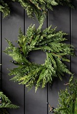 14" Navy Plum Berry Norfolk Cypress Real Touch Wreath