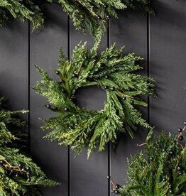 14" Navy Plum Berry Norfolk Cypress Real Touch Wreath