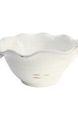13.75" Fluted Ceramic Antique White Bowl