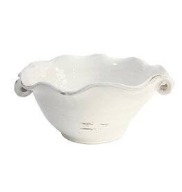 13.75" Fluted Ceramic Antique White Bowl