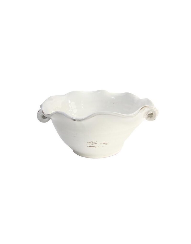 13.75" Fluted Ceramic Antique White Bowl